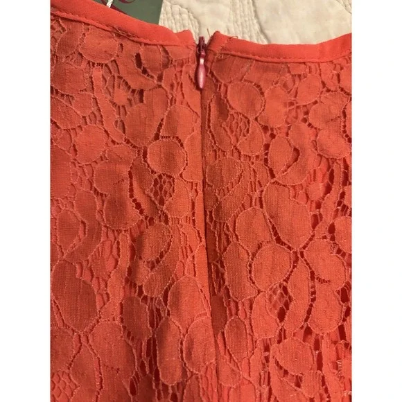 BE You Tiful NWT Women's Small Lace With Liner Top Bright Coral Zipper In‎ Back - Picture 6 of 7